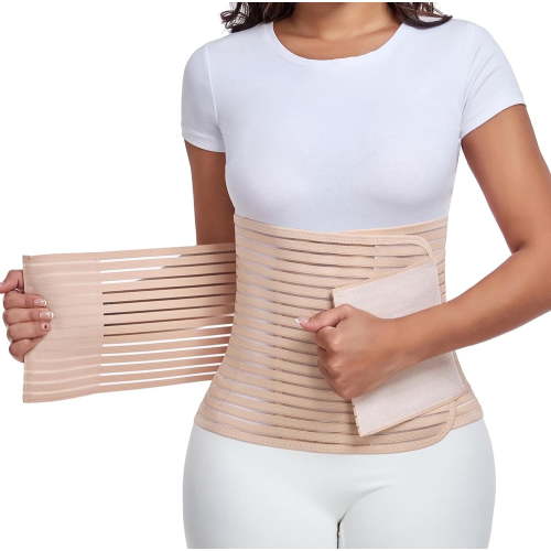 Postpartum & Post Surgery Abdominal Binder. Postpartum Belly Band Support Recovery after C-Section, Natural Birth, Hysterectomy, Hernia Belt (Beige,XL)