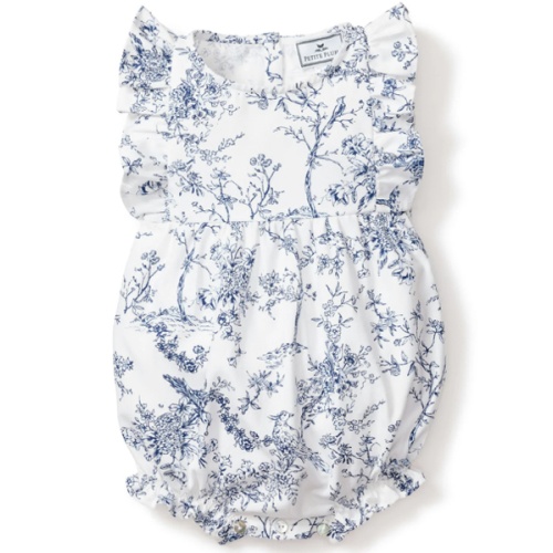 Baby's Twill Ruffled Romper in Timeless Toile