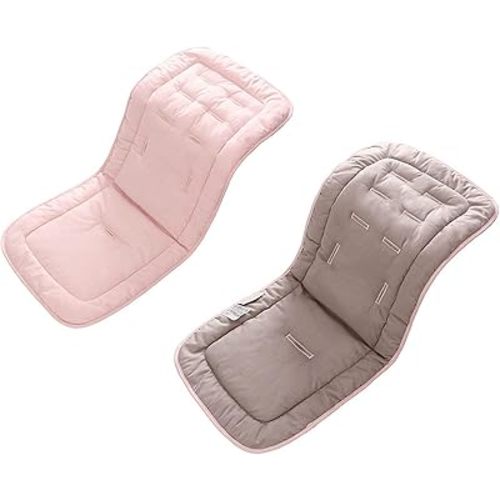 Baby Stroller Cushion, Infant Car Seat Insert-Universal Breathable and Soft Newborn Stroller Mat-100% Cotton Cover Toddler Seat Pad Liner for Stroller, 34x78cm,1 Pack（Grey+Pink）