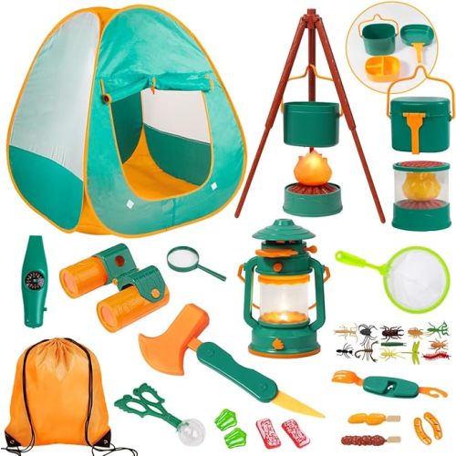 Meland Camping Play Set for Kids 3-6, Pretend Adventure Toy Gift