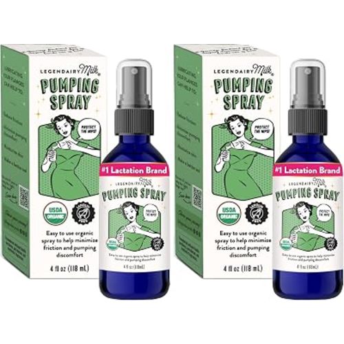 Legendairy Milk Pumping Spray 4 oz., Helps Sore Nipples & Clogged Ducts, Organic Lubricant for Breast Shields and Flanges, Vegan Breast Pump Spray, Natural & Lanolin-Free, Made in USA (Pack of 2)