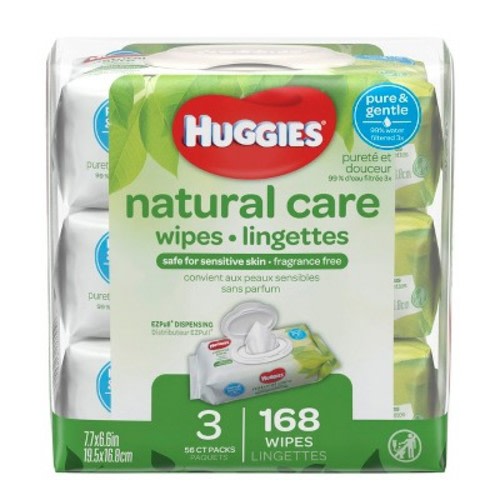 Huggies Natural Care 3pk Baby Wipes Unscented - 168ct