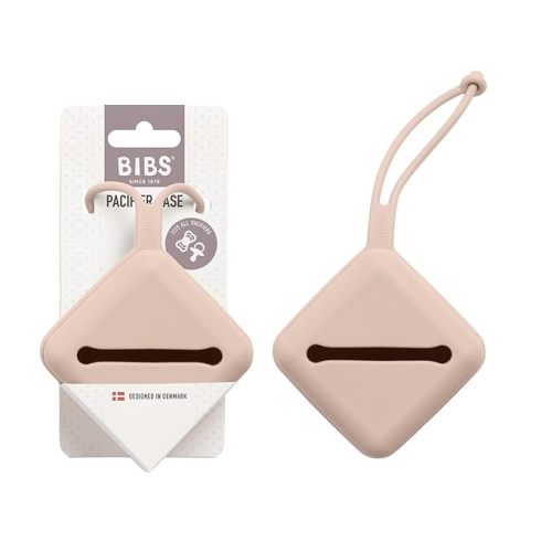 BIBS Pacifier Case with Strap, for Storing and Transporting Soothers, Can Hold up to Three Dummies, 100% BPA Free Food-Grade Material. Blush