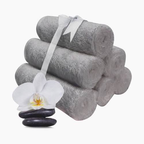 KeaBabies Deluxe Baby Bamboo Washcloths (6 Pack) - Cool Gray, 6