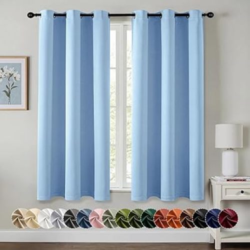 MIULEE Blackout Curtains for Bedroom Living Room 2 Panels, Thermal Insulated Room Darkening Drapes Grommet Noise Reducing Light Blocking Window Treatments 63 Inches Long 40x63 Inch Sky Blue