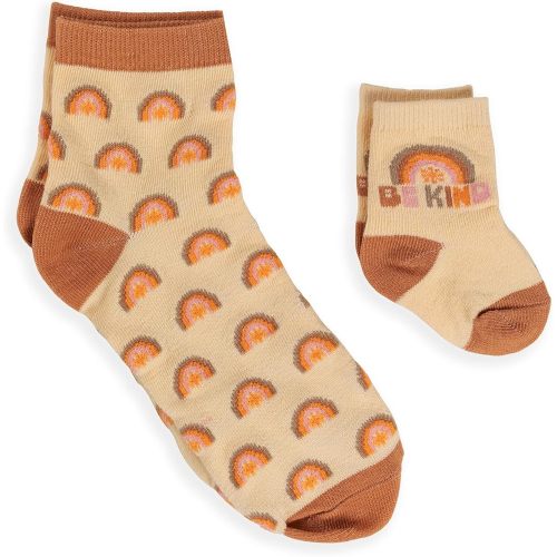 JuJuBe x Studio Oh! Baby Essentials Mama & Me Matching Socks - Mom & Baby Boy/Girl Set, Ankle Socks for Infants 3-12 Months and Adult - Be Kind Rainbows