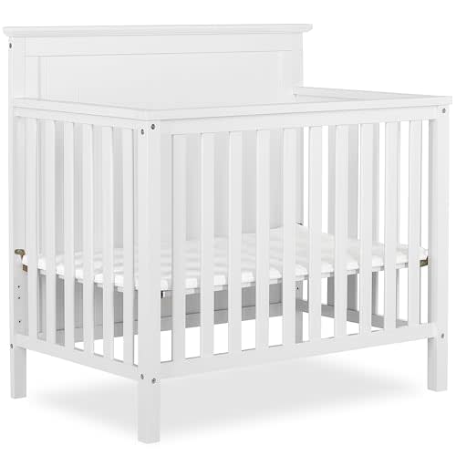 Dream On Me Ava 4-in-1 Mini Baby Crib with Daybed & Twin Bed Conversion in White, GreenGuard Gold & JPMA, Non-Toxic Finish, 3-Position Adjustable Height, Includes 1″ Mattress Pad
