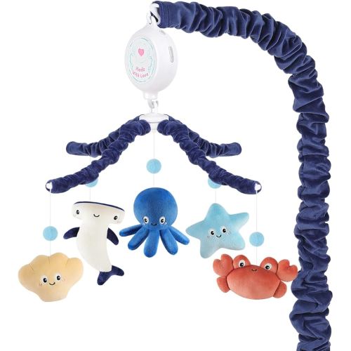 Ocean Crib Mobile for Boys & Girls – Sea Animals Baby Mobile for Crib with Upgraded 3-Mode Music Box, Blue Nursery Mobiles, Fits Standard Cribs