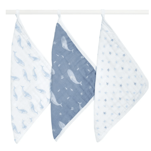 Organic Cotton Muslin Washcloths 3 Pack in oceanic | aden + anais