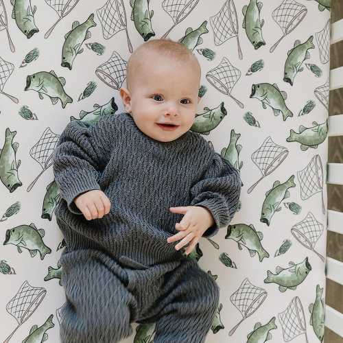 2 Pack fitted baby sheets crib bed sheet cotton bedding crib girls mini crib sheets boys changing pad cover sheet bassinet Gone Fishing