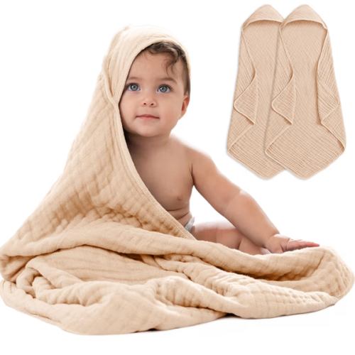 Amazon.com : Comfy Cubs Hooded Baby Towel 2-Pack, Large 32 x 32 Inch - 6 Layer 100% Muslin Cotton for Babies, Toddlers and Kids - Soft & Absorbent Baby Bath Towels - Unisex Design for Bath Time - Cream : Baby
