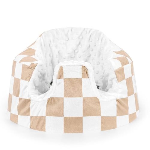 DILIMI Minky Seat Cover Compatible with Bumbo Seat, Removable Ultra Soft Comfortable Warm Seat Slipcover for Baby Girl and Boy, Green Checkered