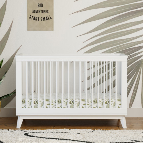 babyletto Scoot 3-in-1 Convertible Crib with Toddler Bed Conversion Kit - White