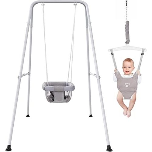 2 in 1 Baby Jumper with Swing, Baby Swing Indoor and Outdoor Use, Baby Jumpers and Bouncers, Toddler Swing with Foldable Stand