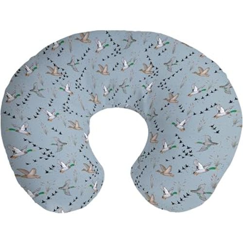 Watercolor Mallard Ducks Nursing Pillow Covers Vintage Duck Reeds Removable Covers for Breastfeeding Pillows Hunting Duck Season Soft Pillowcase for Boys Girls