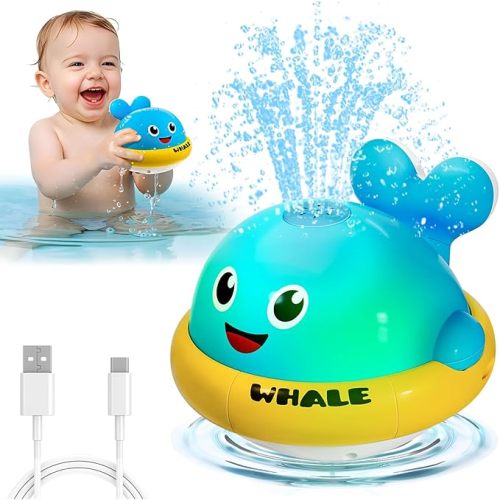 Toys for 1 2 3 4 Year Old Boy, Bath Toys for Kids Toddlers, Baby Water Toys for Bathtub Pool Play, Whale Sprinkler Sensory Toy for Toddler Boy & Girl Birthday Gifts Newborn Basket