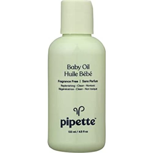 Pipette Baby Oil, Moisturize Baby Skin with Vitamin E and Fragrance Free with Renewable Plant-Derived Squalane, 4.5 Fl Oz