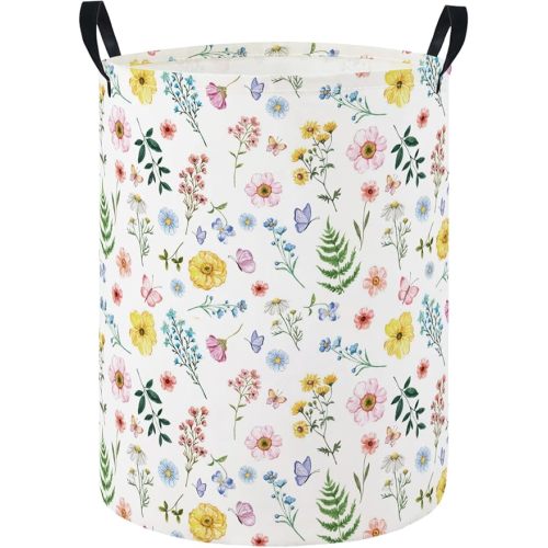 Baby Laundry Hamper Basket Baby Hamper for Nursery Boy and Girl Cute Kids Toys Storage Bin Organizer Boho Room Decor(Colorful Flower)