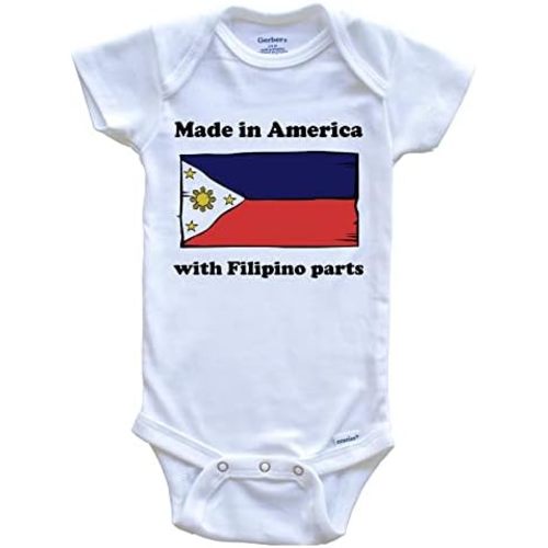 Really Awesome Shirts Made in America with Filipino Parts Funny Philippines Flag One Piece Baby Bodysuit