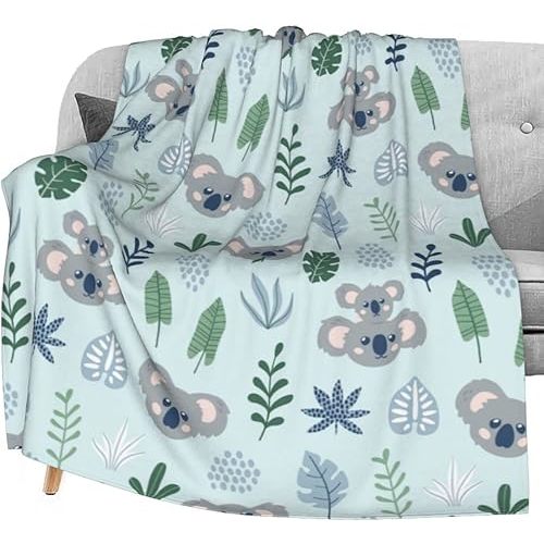 Delerain Cute Koalas Soft Throw Blanket 40"x50" Lightweight Flannel Fleece Blanket for Couch Bed Sofa Travelling Camping for Kids Adults