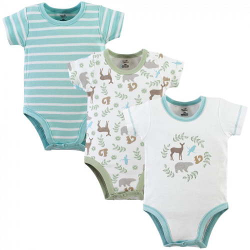 Touched by Nature Organic Cotton Bodysuits 3pk, Forest, 9-12 Months