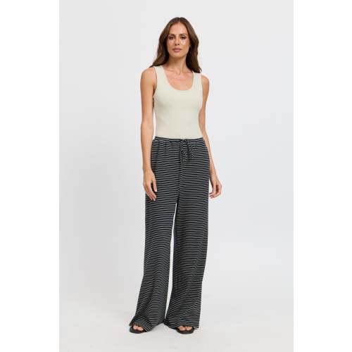 Ivy Stripe Wide Leg Pants - Navy / Khaki