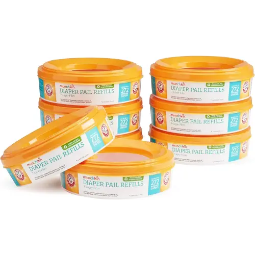 Munchkin® Arm & Hammer Diaper Pail Refill Rings, Holds up to 2,176 Newborn Diapers, 8 Pack