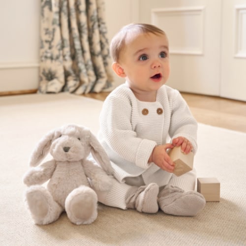 Whisper White Sofia + Finn Knit Baby Cardigan – Elegant Baby