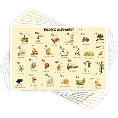 40PCS Disposable Placemats for Baby, Placemats for Toddlers, Learning Placemat for Kids, Waterproof Sticky Table Mats for Restaurants Dining Table Preschool Travel Parties, 12" x 18"