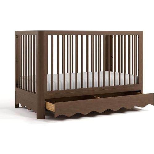 Storkcraft Casablanca Convertible Crib with Drawer and Toddler Guardrail (Hazelnut) – GREENGUARD Gold Certified, Toddler Bed Conversion Kit Included, Fits Standard Crib Mattress, Crib with Storage