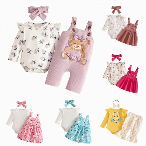 CAUYDY Baby Girl Going Home Outfit Newborn Ruffle Long Sleeve Romper 3-Piece Layette Set 0 3 6 9 12 18 Monthes Preemie Clothes Cute Ropa De Bebe Nina Light Purple Sizes 12-18 Months