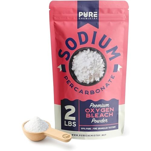 Sodium Percarbonate, 99.9% Pure Oxygen Bleach Powder, Laundry Stain Remover, Whitener, and Detergent, Dishwasher Cleaner and Deodorizer, 2 lbs (32 oz), Pack of 1