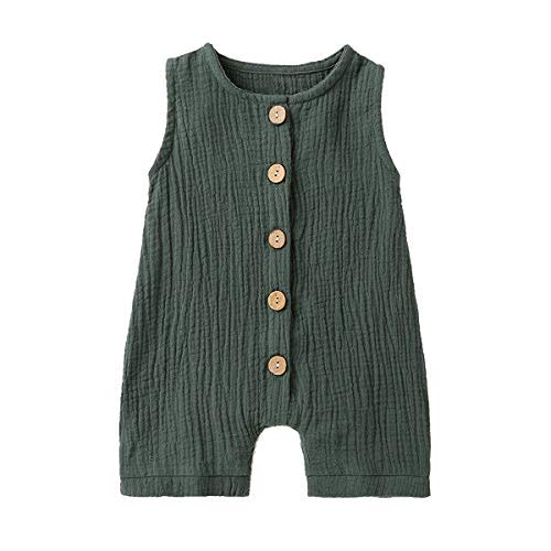 Cecobora Infant Newborn Baby Boys Girls Cotton Linen Romper Summer Jumpsuit Sleeveless Overalls Clothing Set