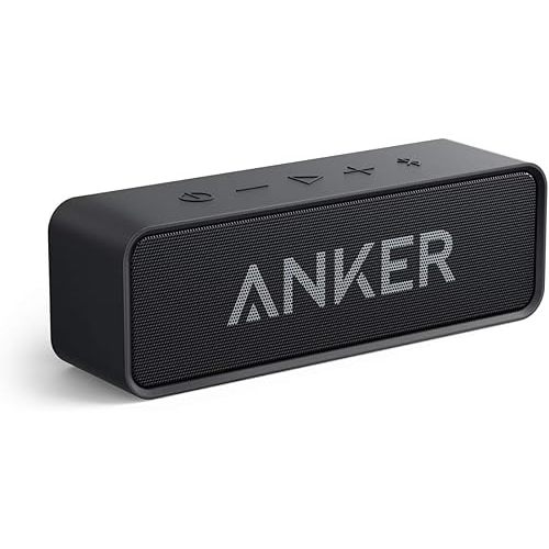 Anker Soundcore Upgraded Bluetooth Speaker with IPX5 Waterproof, Stereo Sound, 24H Playtime, Portable Wireless Speaker for iPhone, Samsung and More (Black)