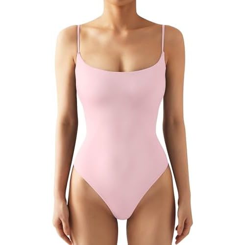 SUUKSESS Women Sexy Square Neck Thong Bodysuit Backless Cami Bodysuit Top