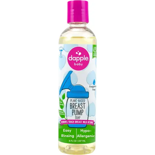 Dapple Breast Pump Soap Baby, 8 Fl Oz Bottle, Fragrance Free, Plant Based & Hypoallergenic Liquid Soap - Easy Rinse Formula Removes Milk Residue & Leaves No Taste