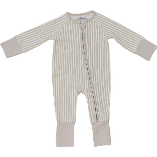 Mebie Baby Taupe Striped Bamboo Zipper