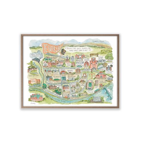 Tennessee Knoxville Campus Map Watercolor Art Print Football