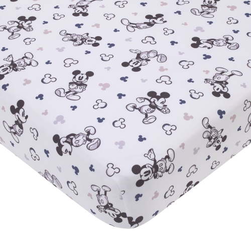 Disney Mickey Mouse Gray, Black, and White Fitted Crib Sheet