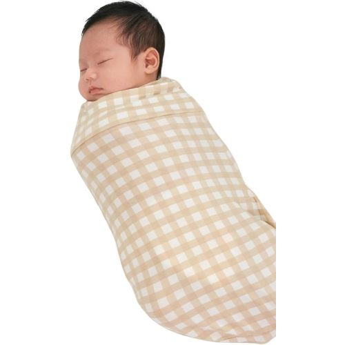 Konny Newborn Swaddle Pouch | Soft & Breathable Baby Sleepwear(0-3 Months) | Swaddles for Newborns, Nursery Swaddling Blankets (Creamy Gingham)