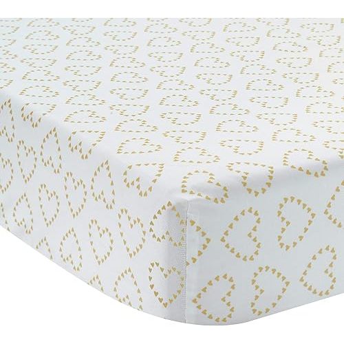 Lambs & Ivy Confetti Fitted Crib Sheet, Pink/Gold Heart
