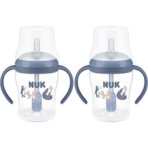 NUK Perfect Match Learner Straw Cup, 5 oz, 2 pack – Soft Straw, Easy-Grip Handles, BPA Free, Spill Proof Transition Sippy Cup