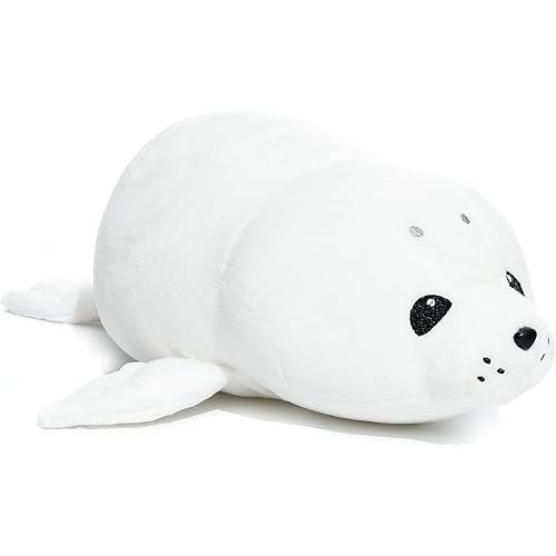 WEIGEDU Adorable White Baby Seal Plush Pillow – Soft Stuffed Animal Toy, Cuddly Hugging Body Pillow for Kids & Adults, 20" Arctic Ocean Seal Doll, Cute Sea Animal Plushie for Gifts & Decor