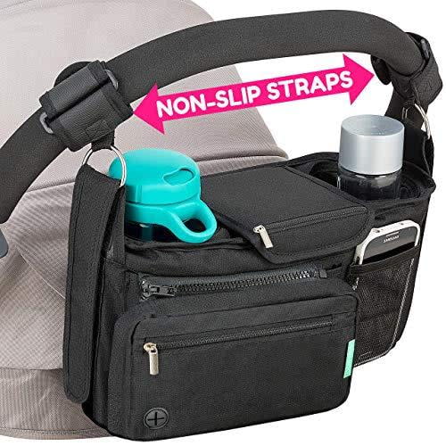 Non-Slip Stroller Organizer With Cup Holders, Exclusive Straps Grip Handlebar. Universal Fit For Uppababy Vista Cruz Nuna Baby Jogger Bob Britax Bugaboo Graco Stroller Accessories Caddy Pa - Walmart.ca