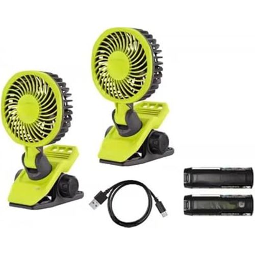 FVF51K2SB Fits for RYOBI Clamp Fan Kit 2-Pack with (2) 2.0 Ah Batteries and Charging Cable
