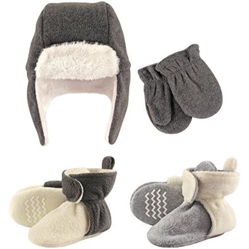 Hudson Baby Winter Hat, Mittens and 2 Pack Booties Set