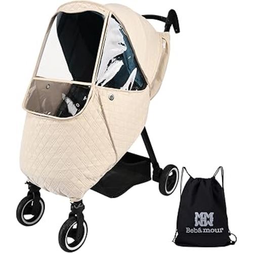 Bebamour Stroller Rain Cover,Universal Stroller Accessory,Waterproof,Windproof Protection,Protect from Dust Snow,Baby Travel Weather Shield (Khaki)