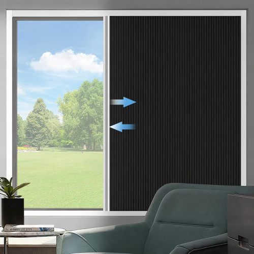 TIPIACE Manual Cellular Shades, Honeycomb Blinds (Full Blackout-Black)