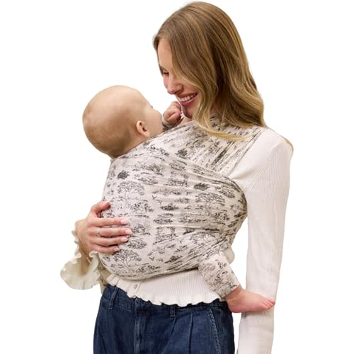 Solly Baby Wrap, Buttery-Soft Baby Carrier Newborn to Toddler 8-25 Lbs., Lightweight & Hands-Free Infant Wrap, Breathable Carrier, Baby Wearing & Postpartum Essential, New Mom Gift, Charcoal Toile