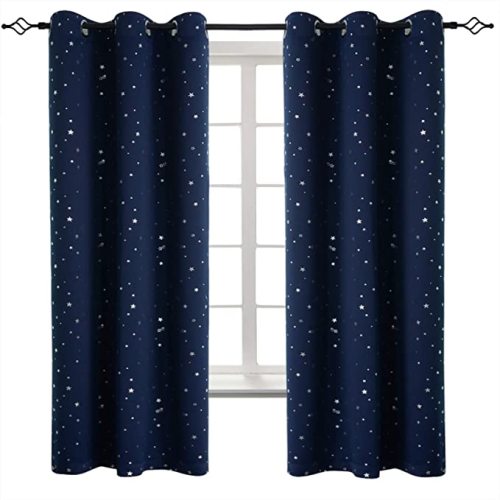 BGment Kids Blackout Curtains for Boys Bedroom, Star Curtains Thermal Insulated Grommet Window Drapes for Nursery, Set of 2 Panels (42 x 63 Inch, Navy Blue)